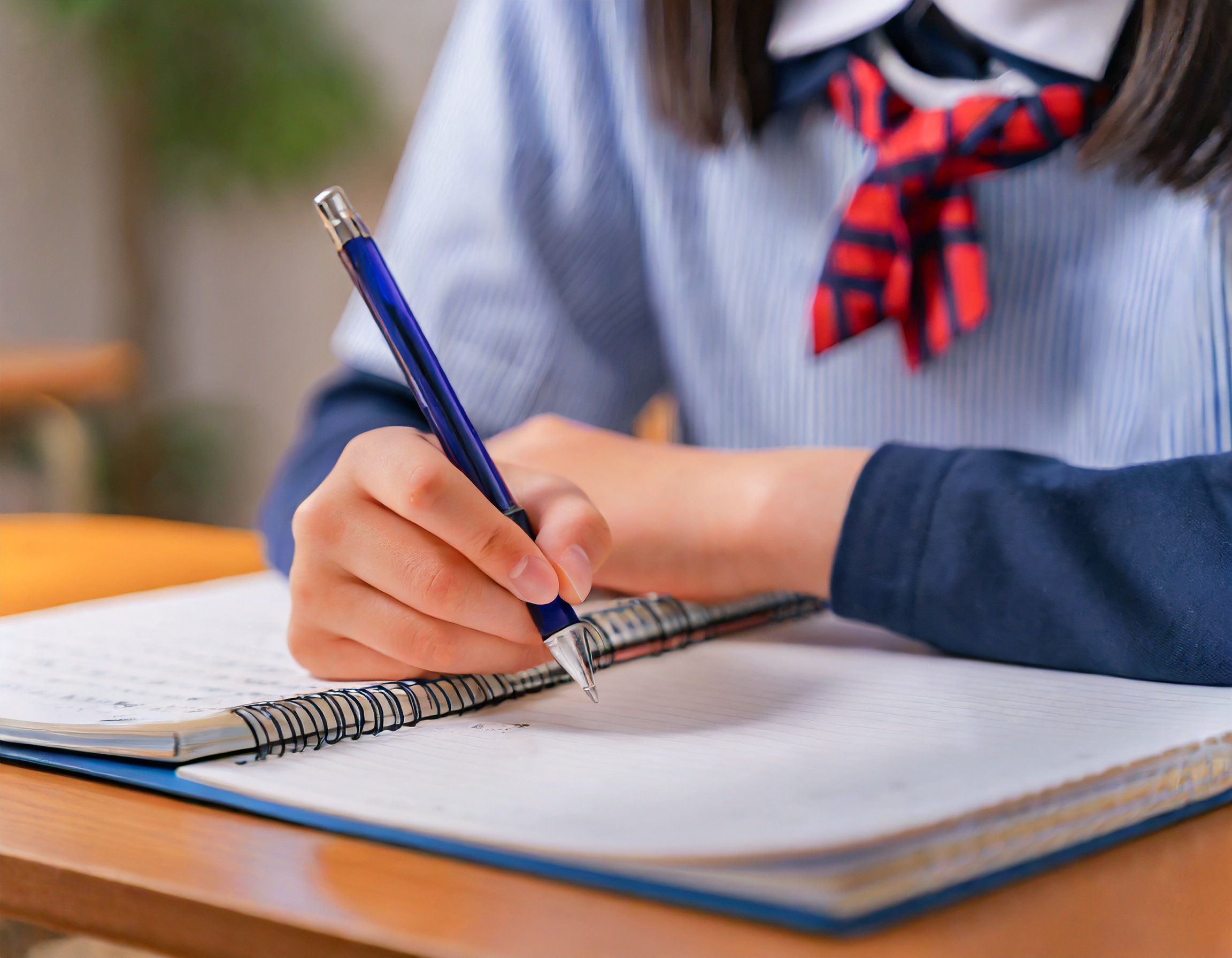 Firefly 定期テスト勉強をしている中学生の机に向かっている手元のアップ 30798.jpg